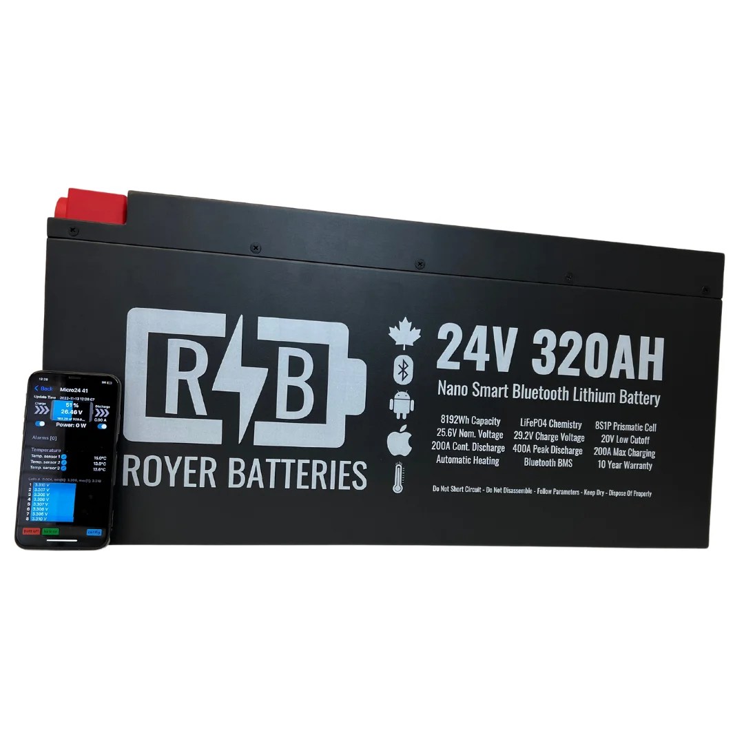 24V 320Ah LiFePo4 Smart Lithium Battery with Bluetooth and Heating